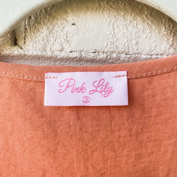 Pink Lily | Button Tie Up Peach Tank - Picture 6 of 6